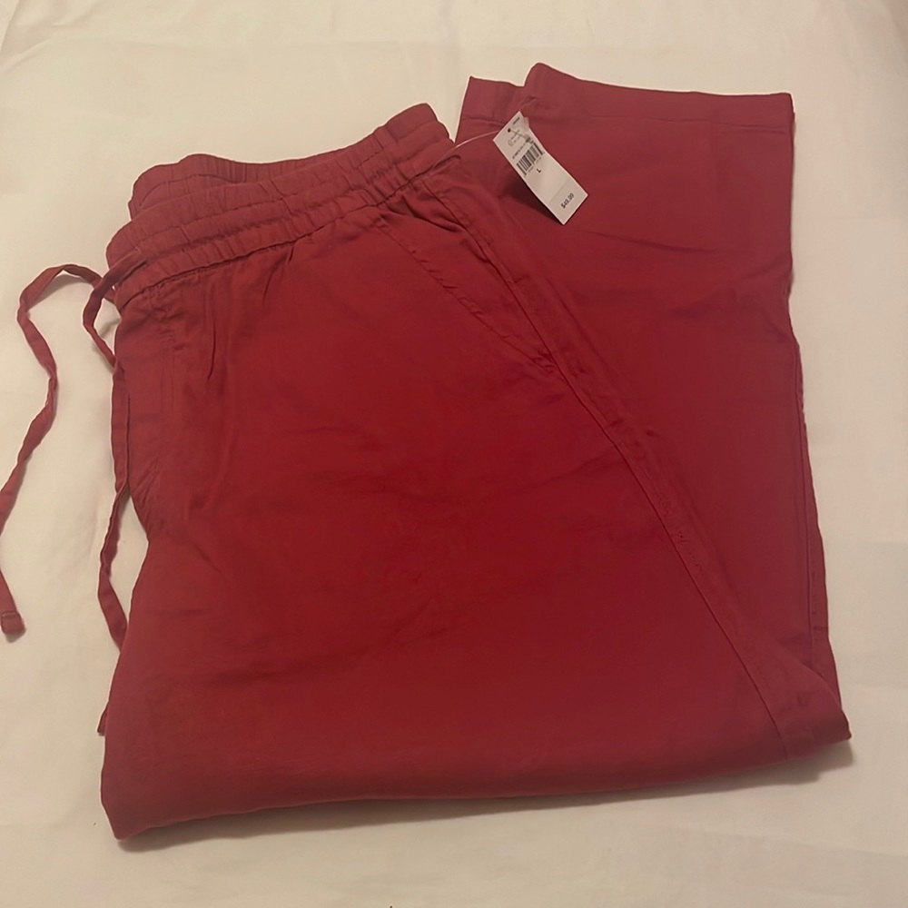 Gap Factory linen easy pant - size L - pink rose - NWT - drawstring